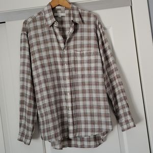 NWOT...Geoffrey Beene linen blend plaid shirt!